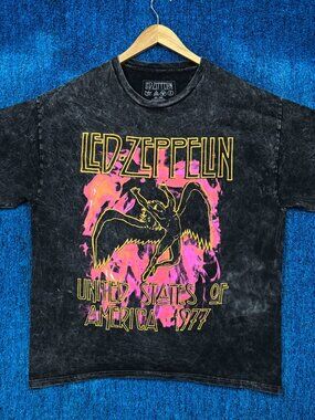 Led Zeppelin USA 1977 Tour Flaming Icarus Rock Band Tee 1X